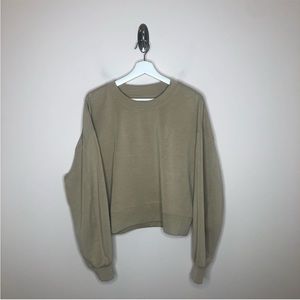 Lululemon Perfectly Oversized Cropped Crew Sweatshirt Softstreme Trench Tan